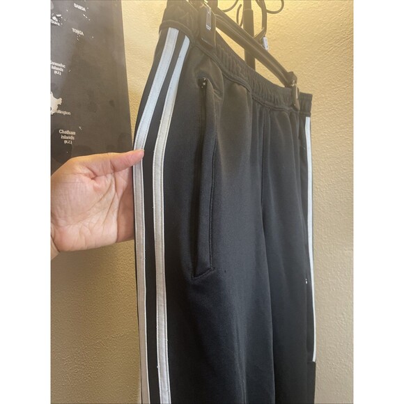 ADIDAS Tapered Zip Leg Size S Black White Logo Men's Sweatpants - Picture 4 of 7